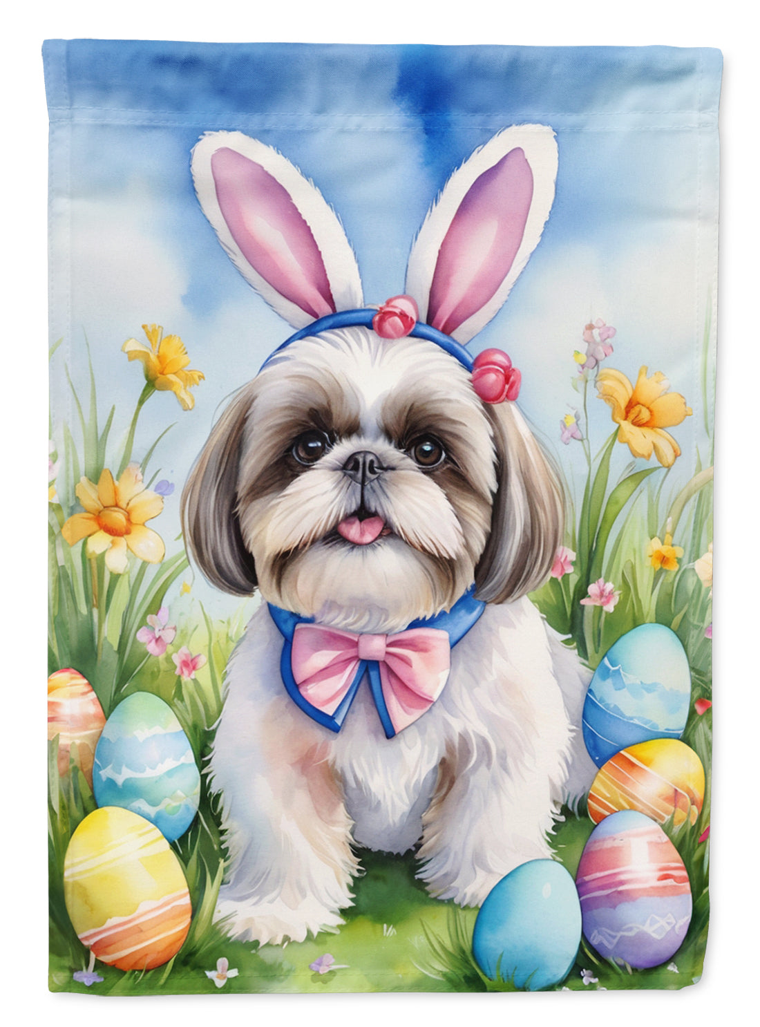 Buy this Shih Tzu Easter Egg Hunt House Flag