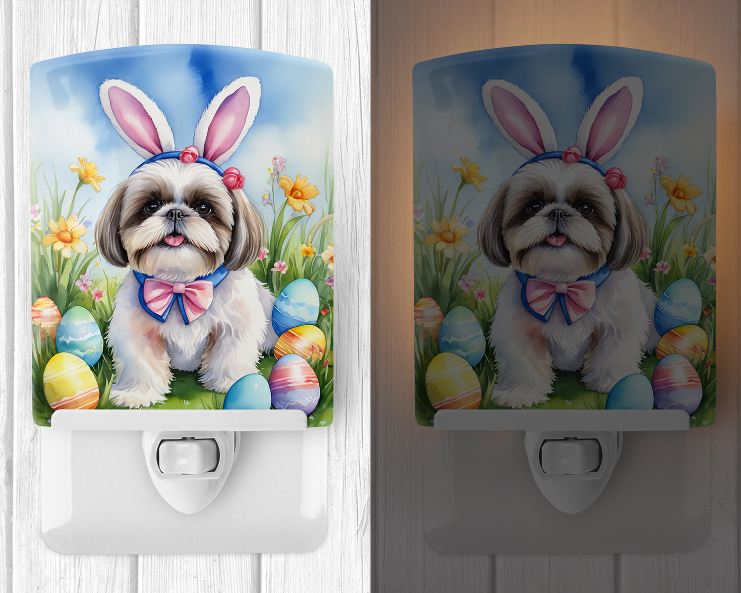 Shih Tzu Easter Egg Hunt Ceramic Night Light