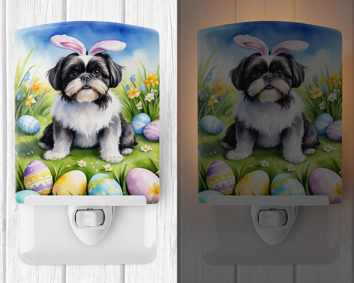 Shih Tzu Easter Egg Hunt Ceramic Night Light