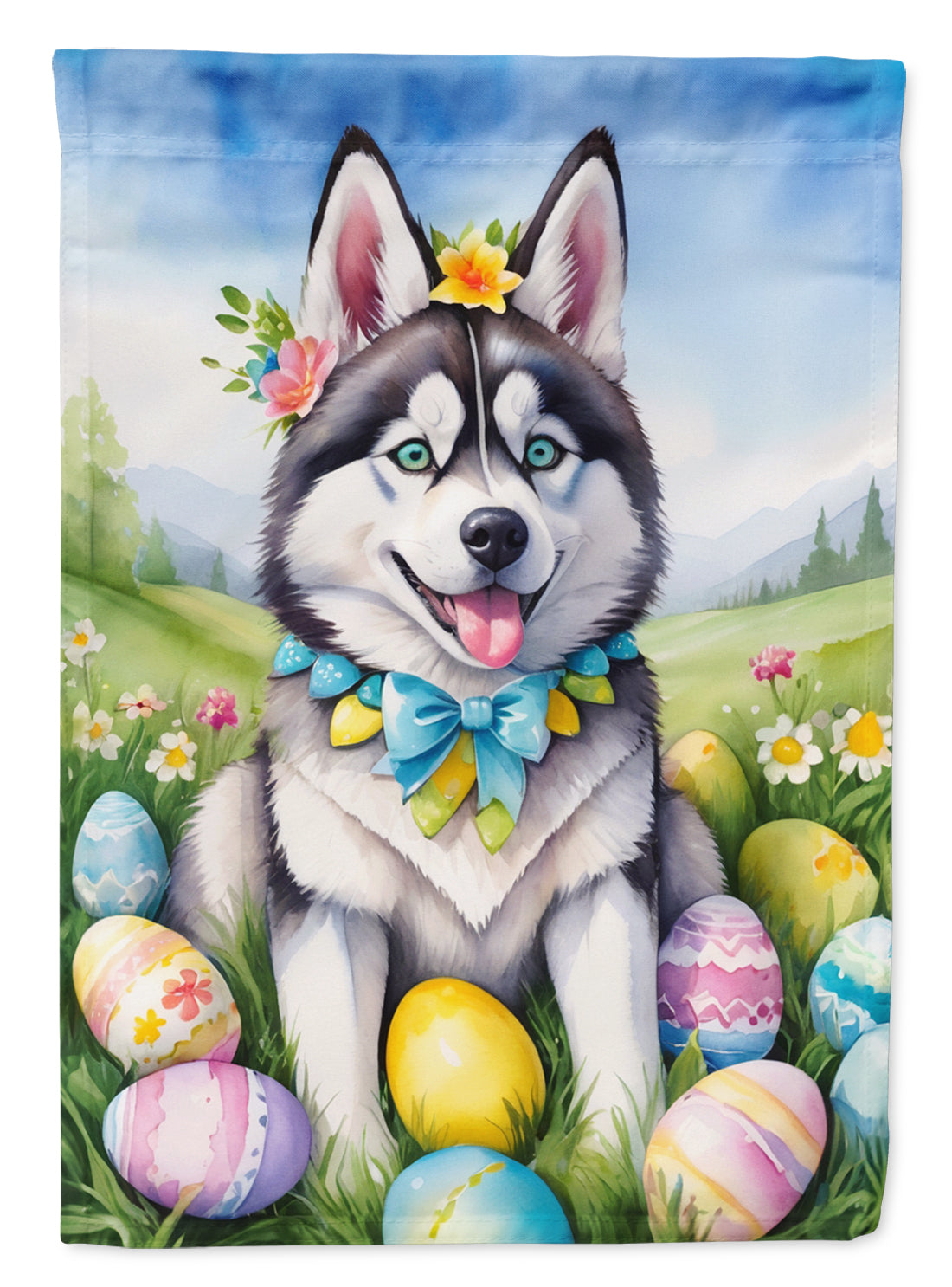 Buy this Siberian Husky Easter Egg Hunt House Flag