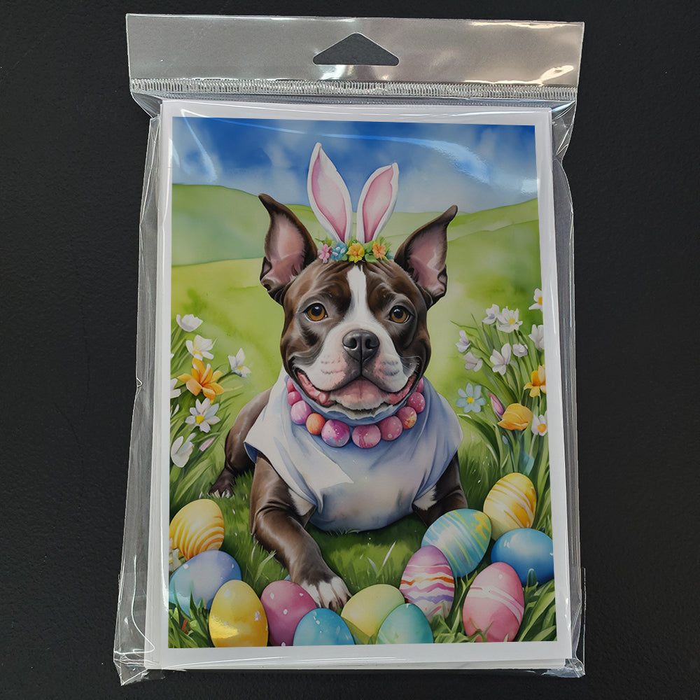 Staffordshire Bull Terrier Easter Egg Hunt Greeting Cards Pack of 8