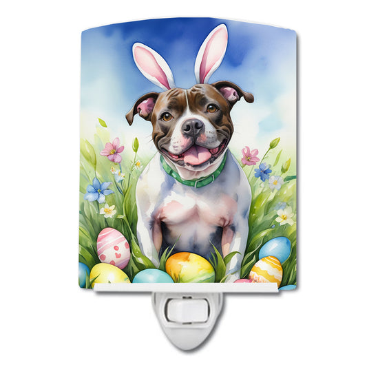 Buy this Staffordshire Bull Terrier Easter Egg Hunt Ceramic Night Light