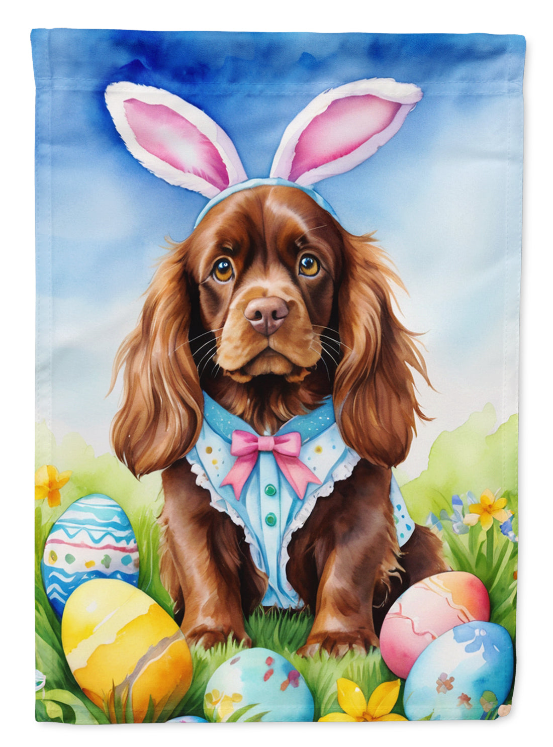 Buy this Sussex Spaniel Easter Egg Hunt House Flag