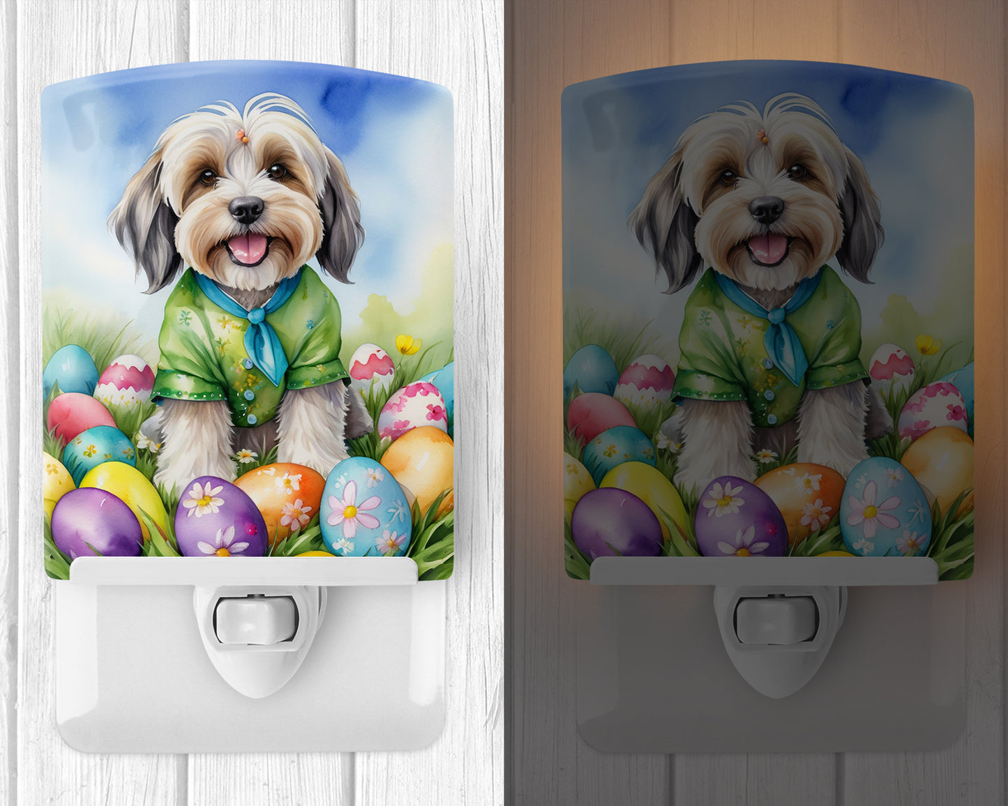 Tibetan Terrier Easter Egg Hunt Ceramic Night Light