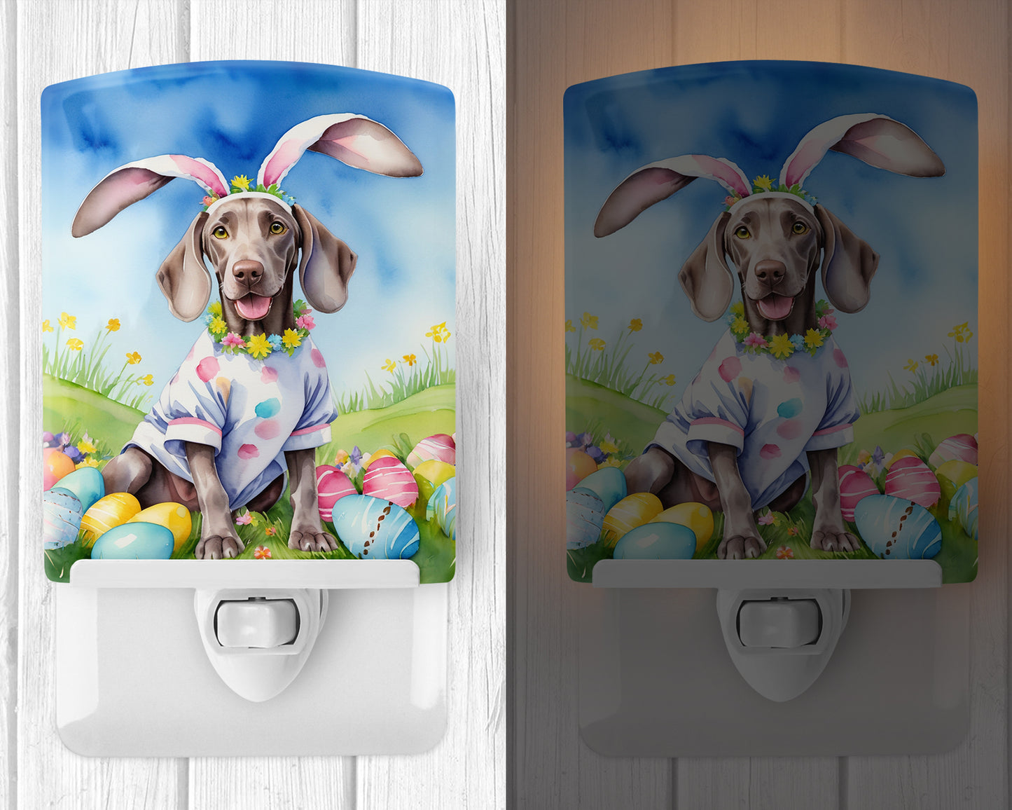 Weimaraner Easter Egg Hunt Ceramic Night Light