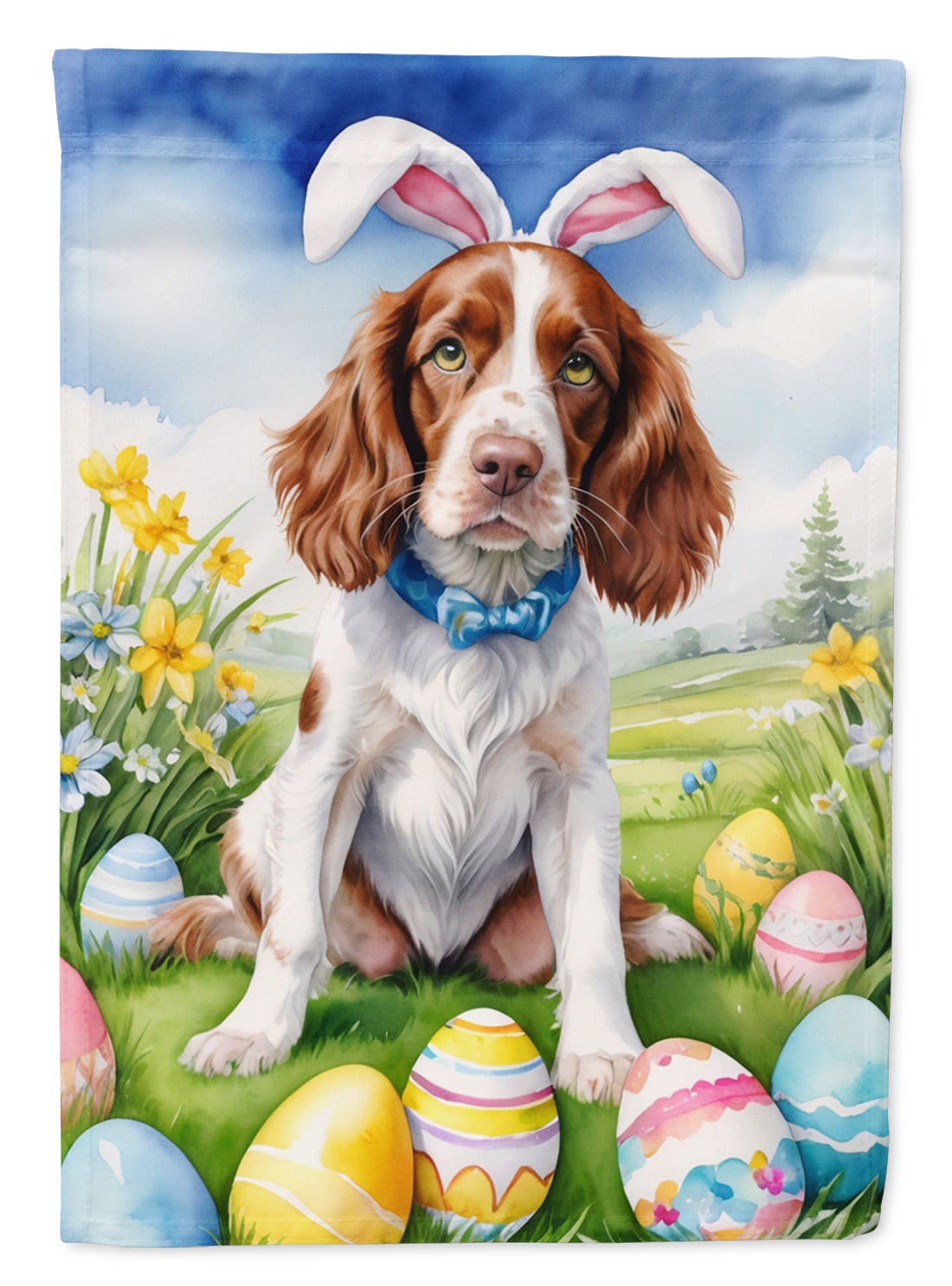 Buy this Welsh Springer Spaniel Easter Egg Hunt House Flag