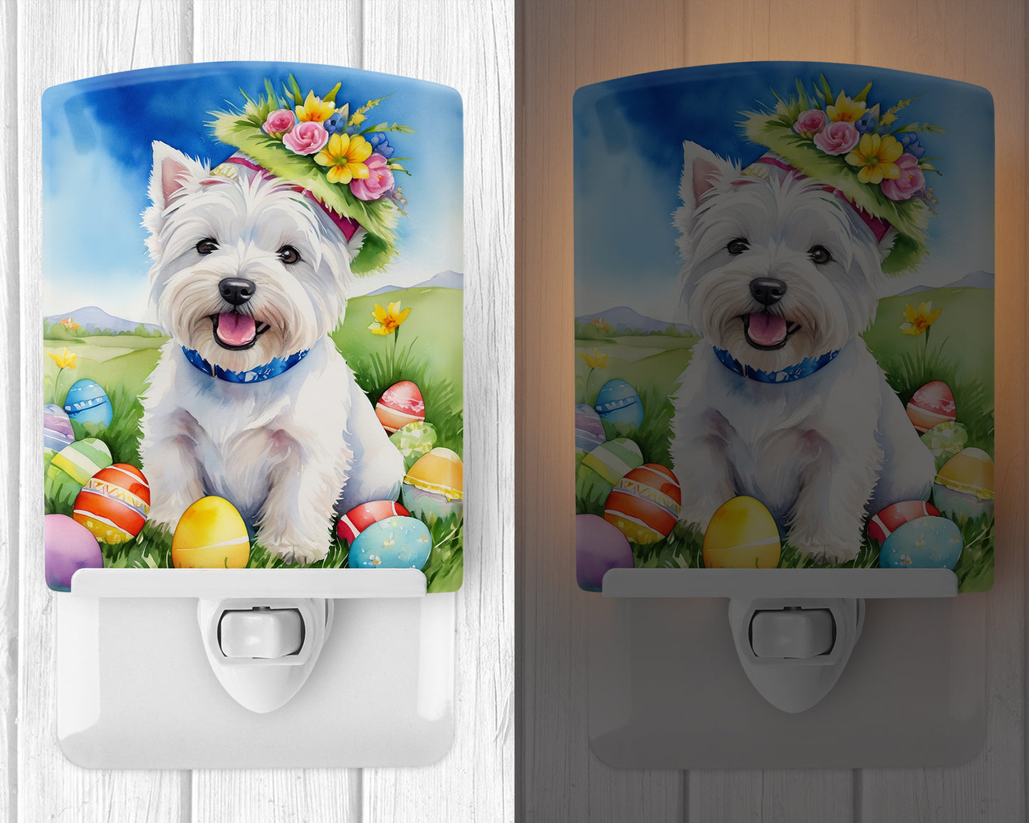 Westie Easter Egg Hunt Ceramic Night Light