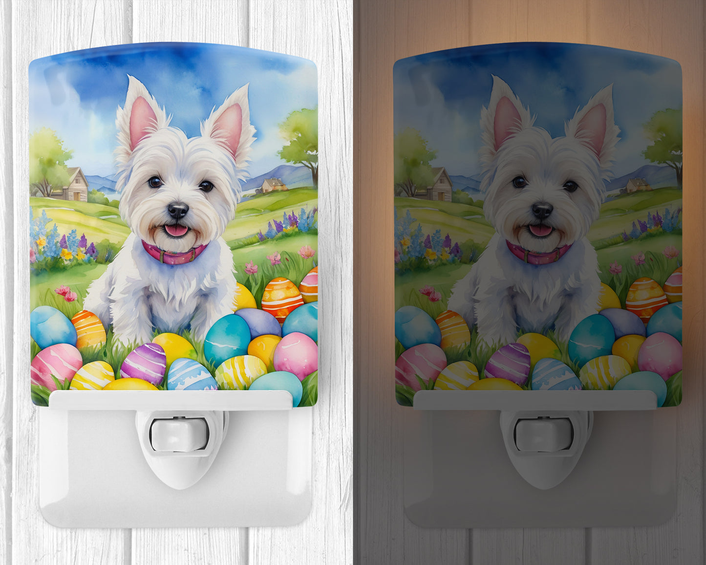 Westie Easter Egg Hunt Ceramic Night Light