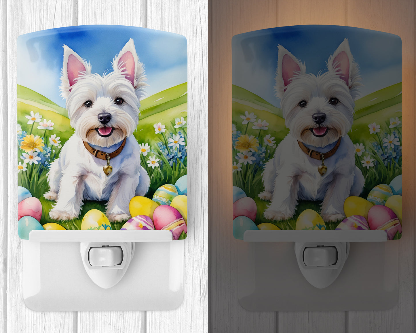 Westie Easter Egg Hunt Ceramic Night Light