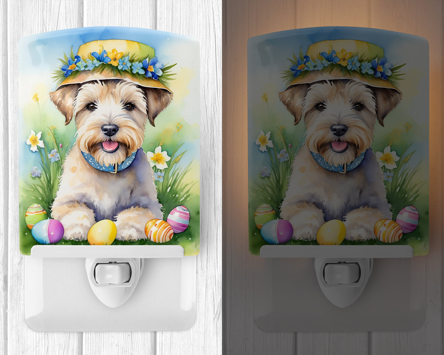 Wheaten Terrier Easter Egg Hunt Ceramic Night Light