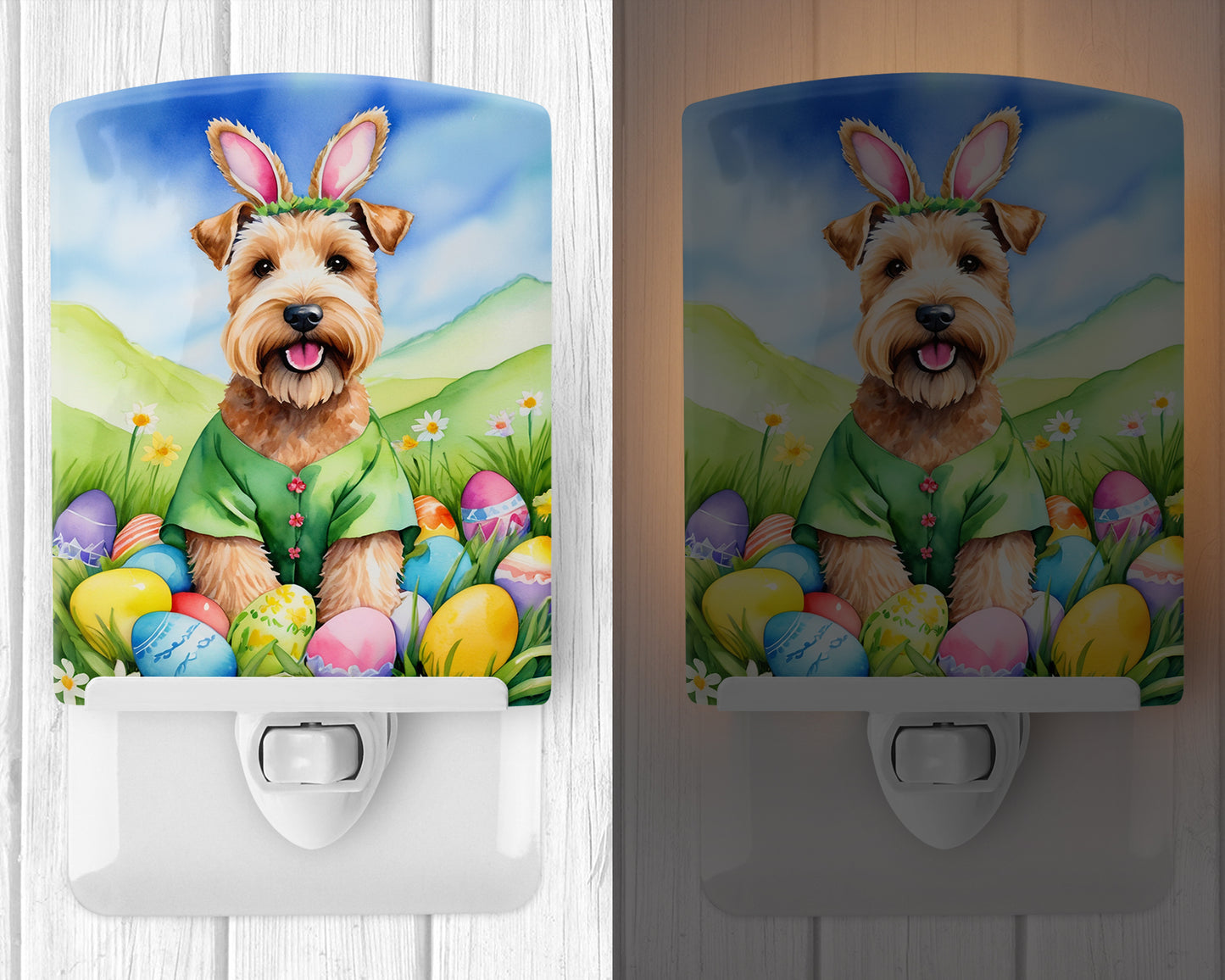 Wheaten Terrier Easter Egg Hunt Ceramic Night Light