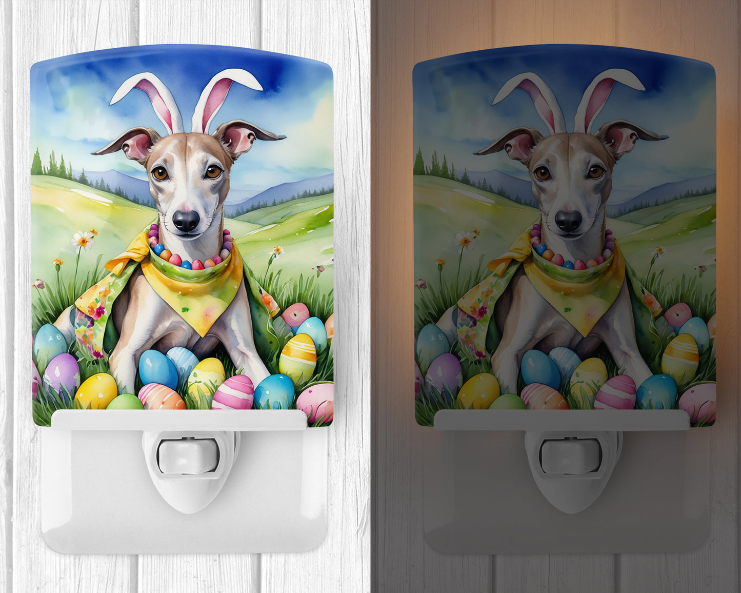 Whippet Easter Egg Hunt Ceramic Night Light