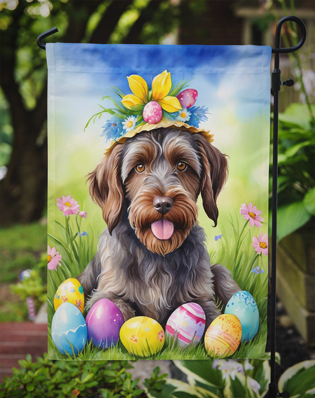 Wirehaired Pointing Griffon Easter Egg Hunt Garden Flag