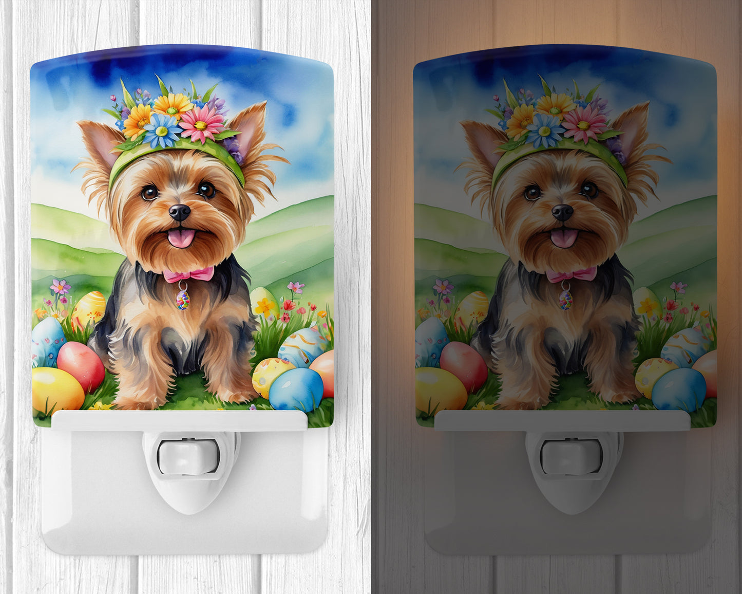 Yorkshire Terrier Easter Egg Hunt Ceramic Night Light