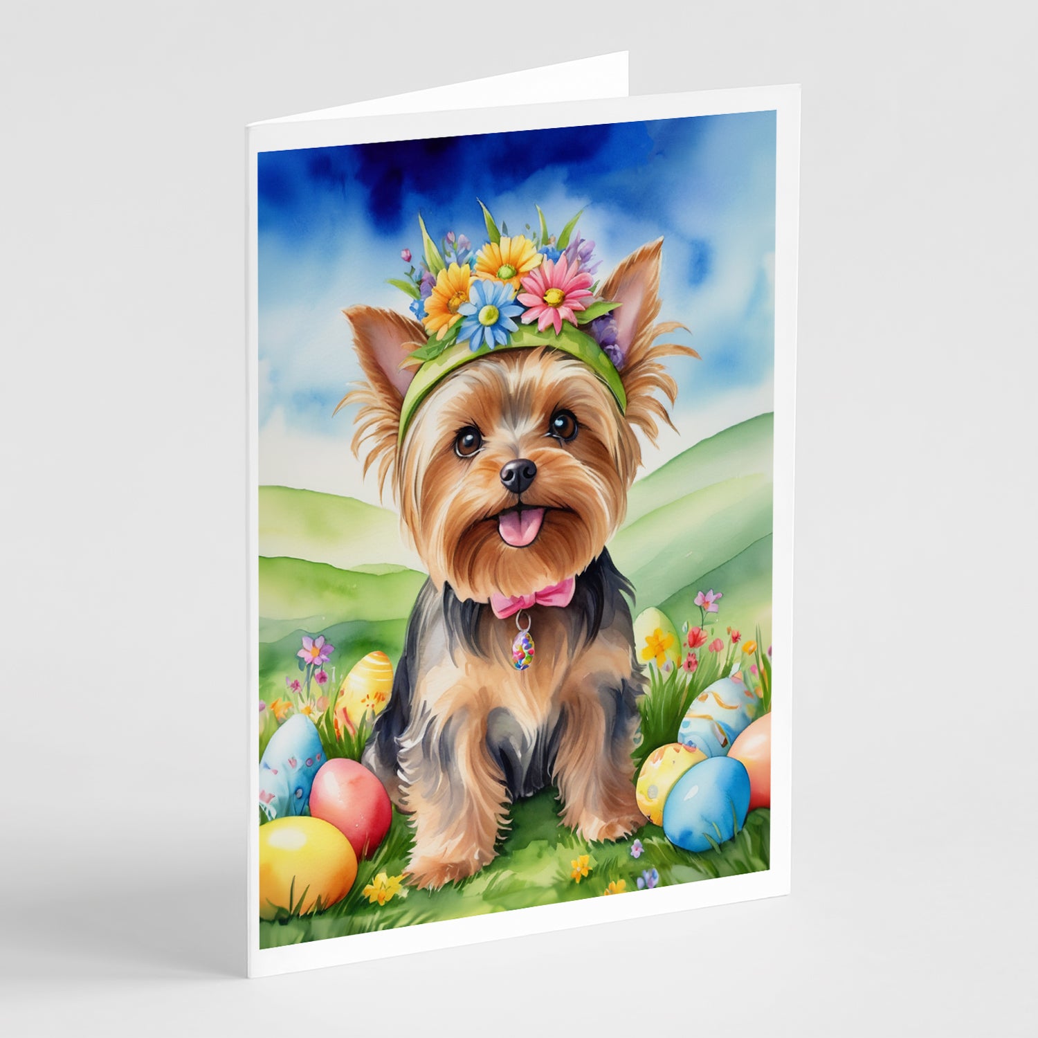 Buy this Yorkshire Terrier Easter Egg Hunt Greeting Cards Pack of 8