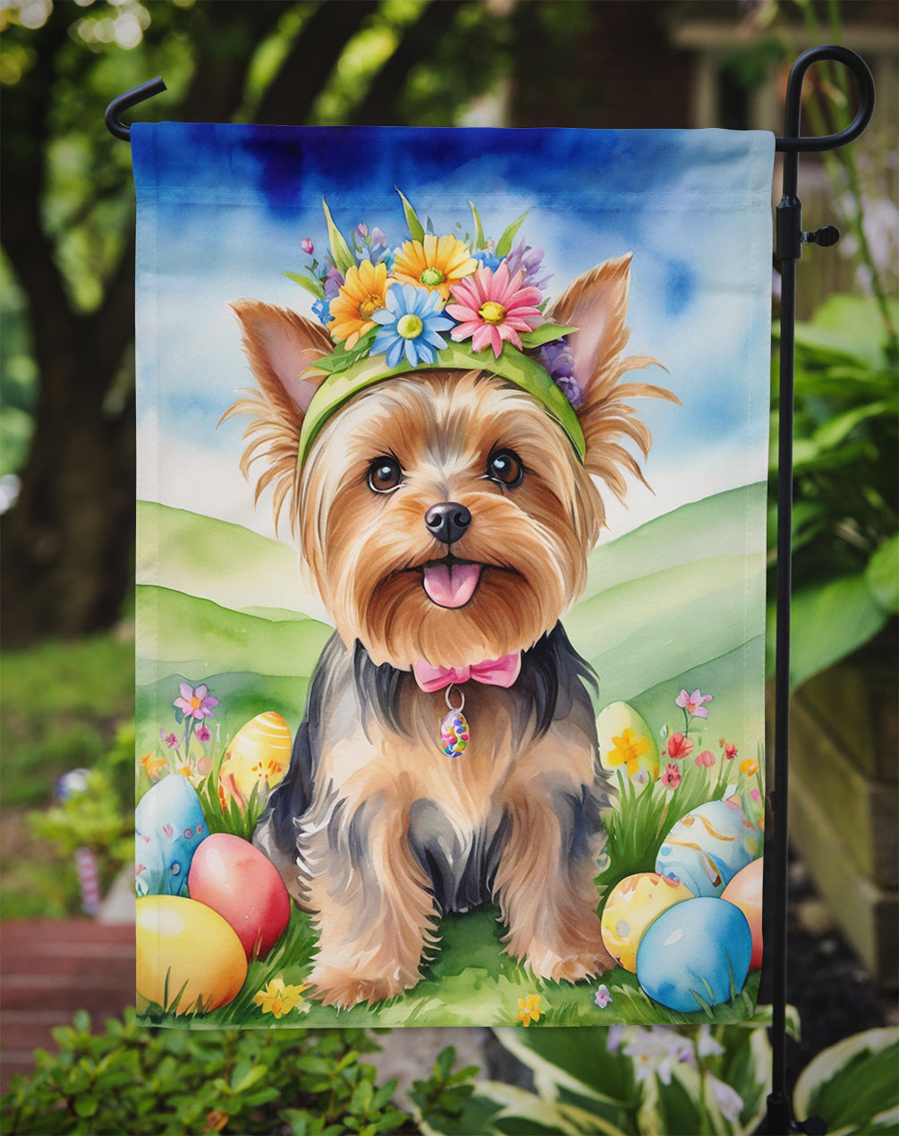 Yorkshire Terrier Easter Egg Hunt Garden Flag