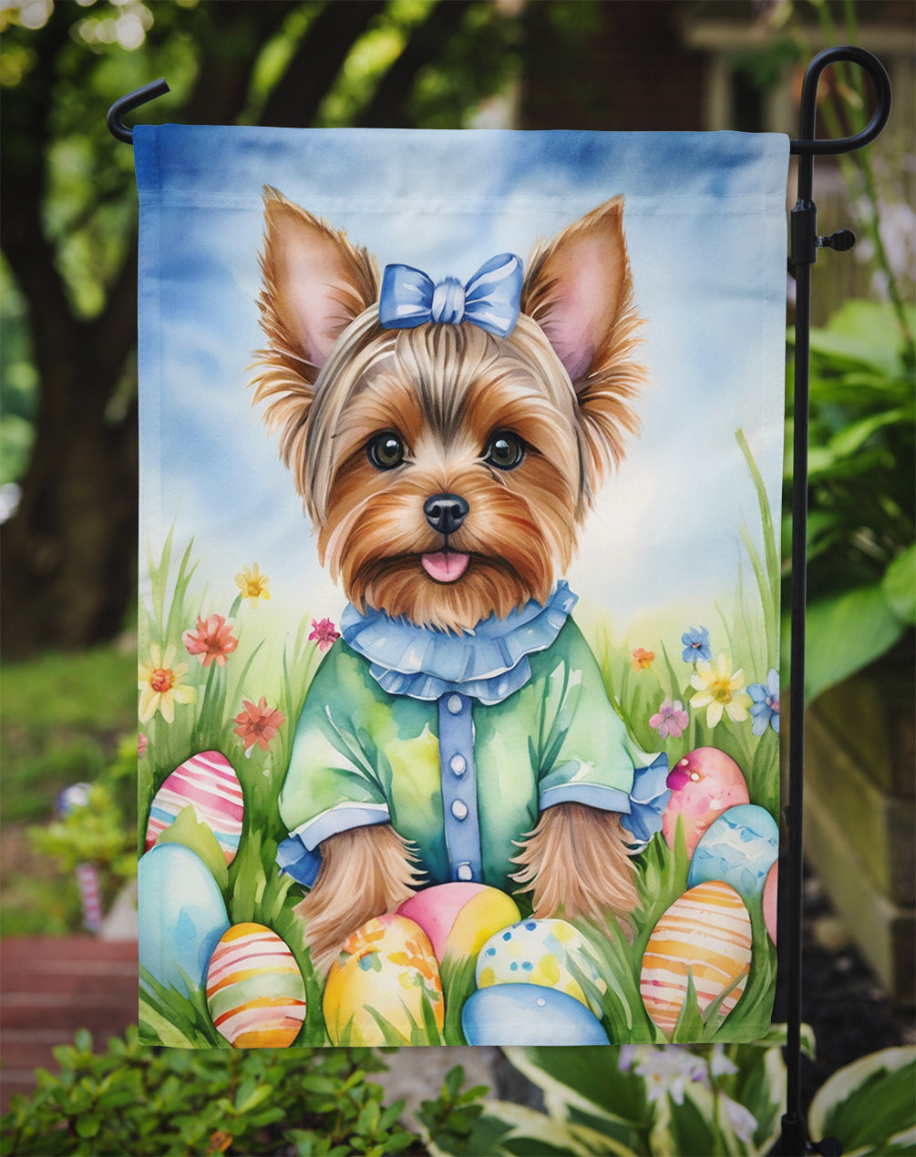 Yorkshire Terrier Easter Egg Hunt Garden Flag