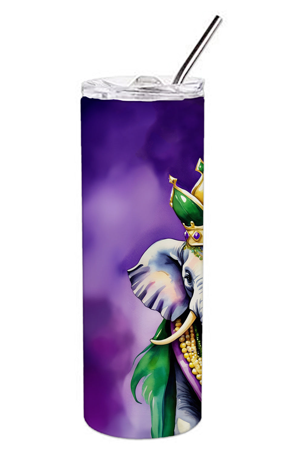 Elephant King of Mardi Gras Stainless Steel Skinny Tumbler