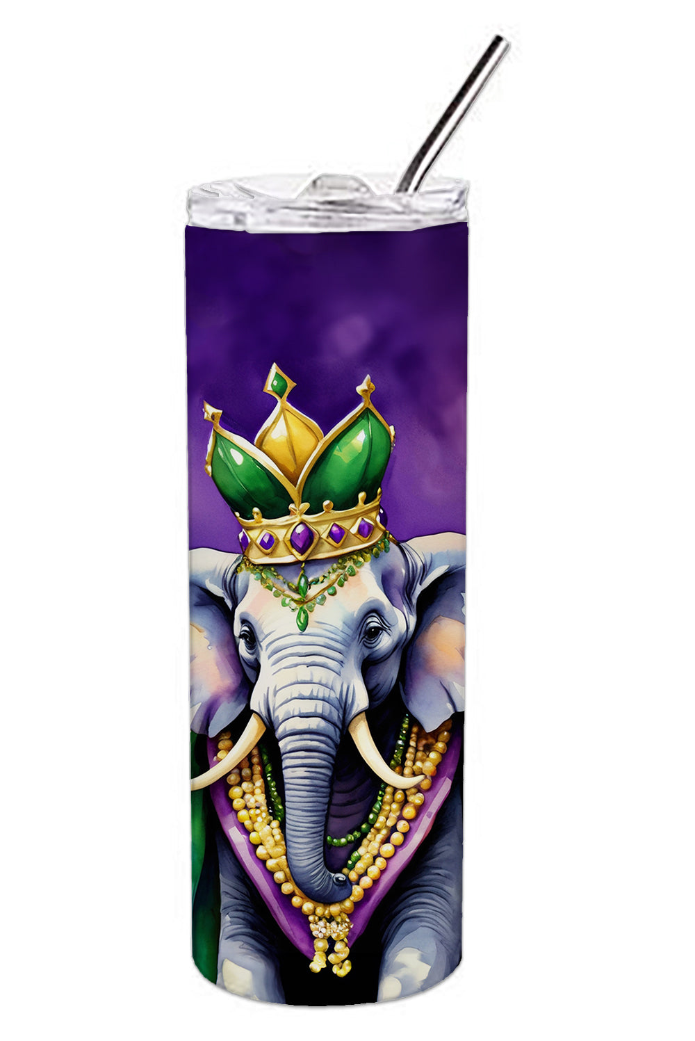 Elephant King of Mardi Gras Stainless Steel Skinny Tumbler