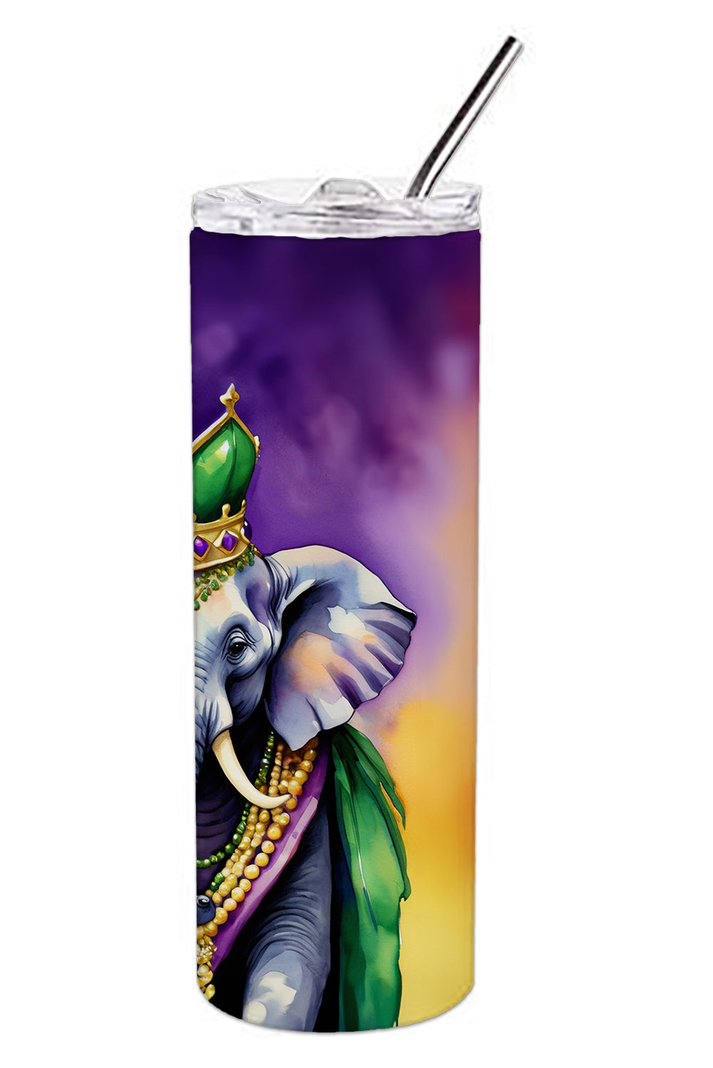 Elephant King of Mardi Gras Stainless Steel Skinny Tumbler