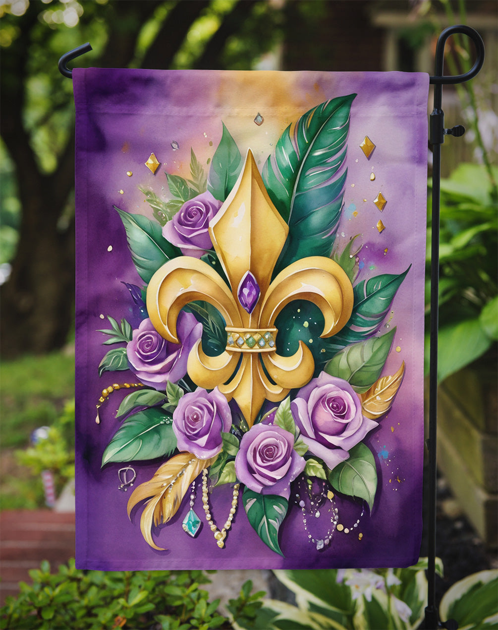 Fleur de lis Mardi Gras Garden Flag