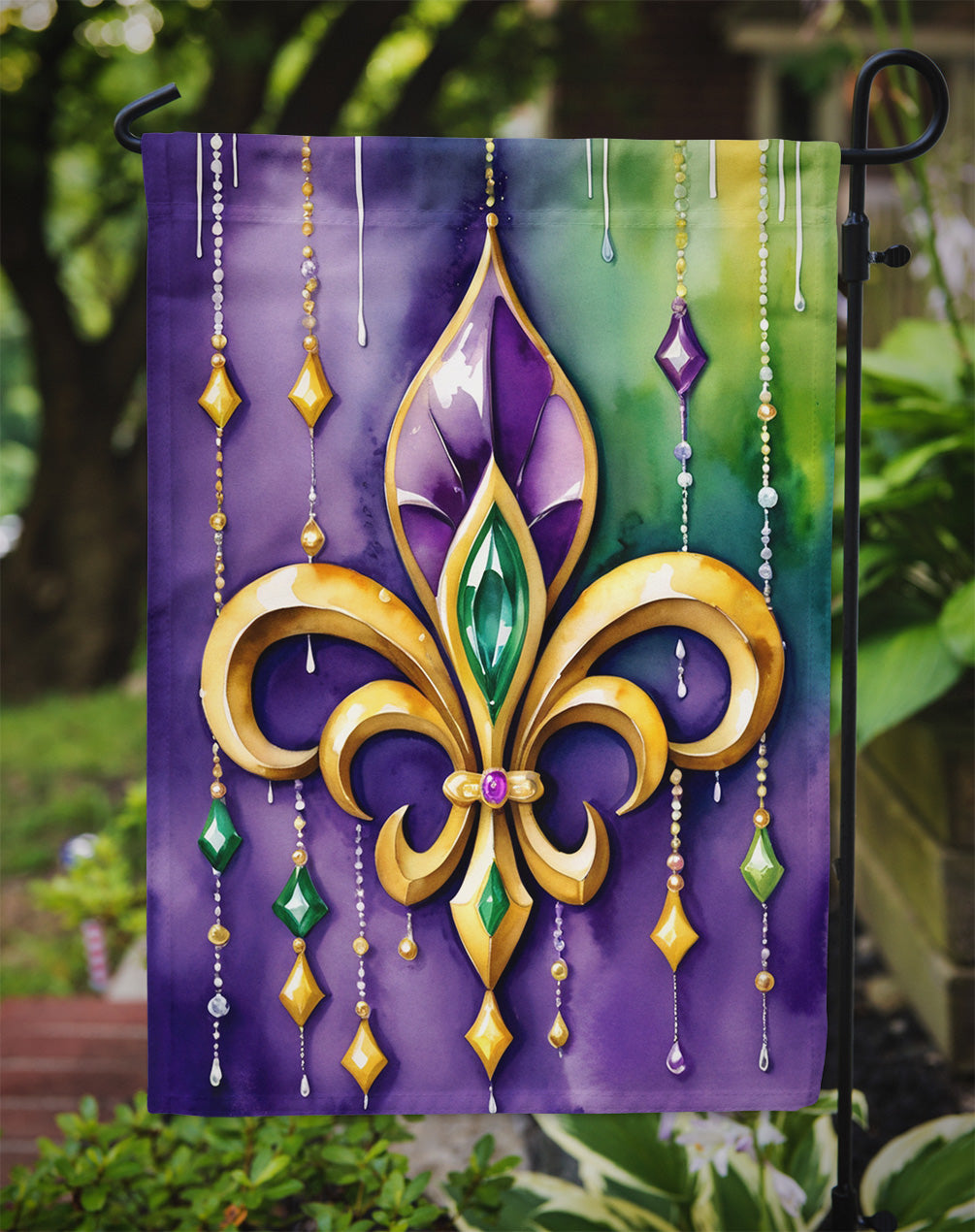 Fleur de lis Mardi Gras Garden Flag