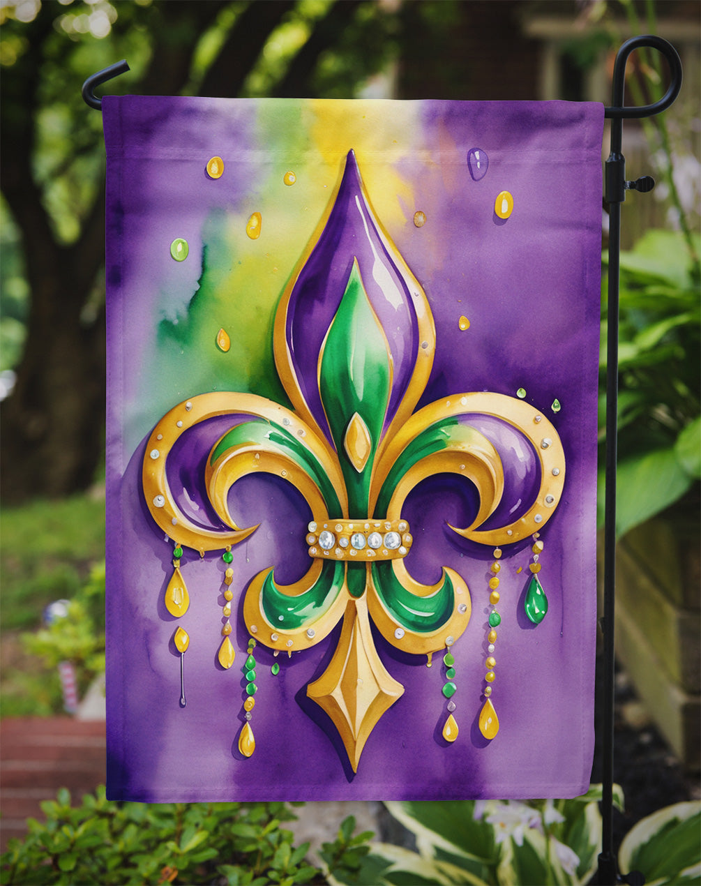 Fleur de lis Mardi Gras Garden Flag