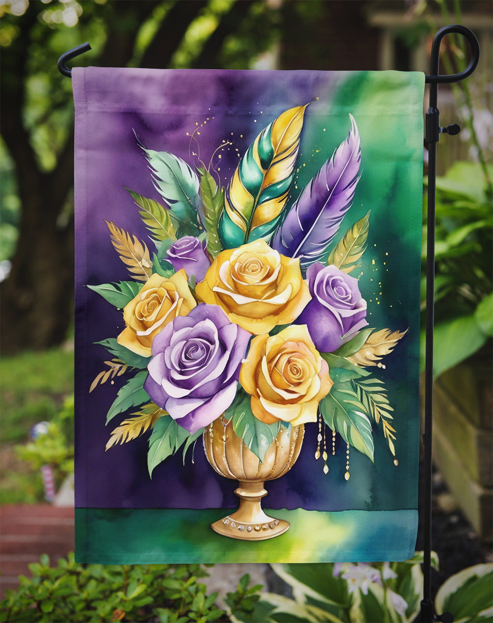 Flowers Mardi Gras Garden Flag