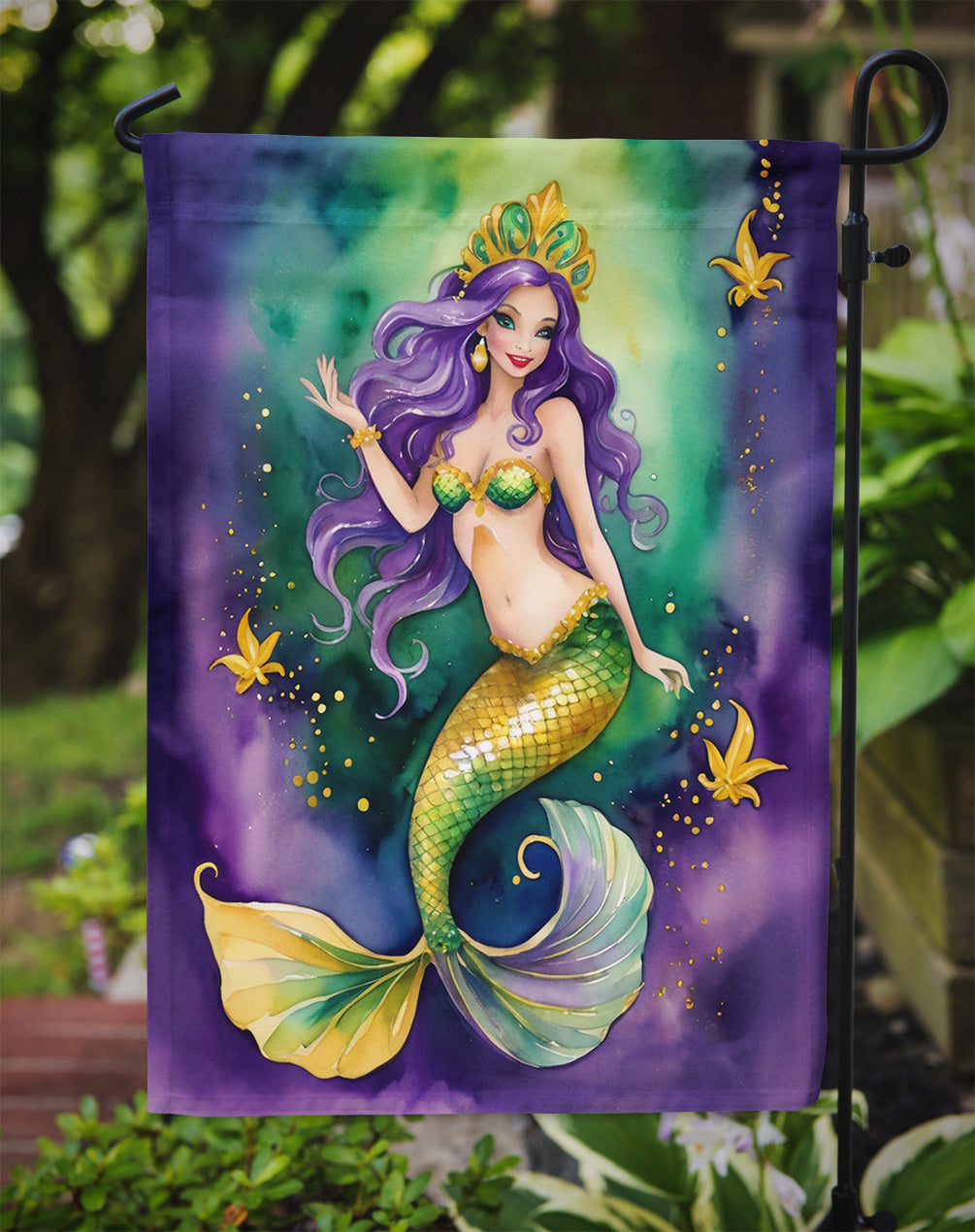 Mermaid Mardi Gras Garden Flag