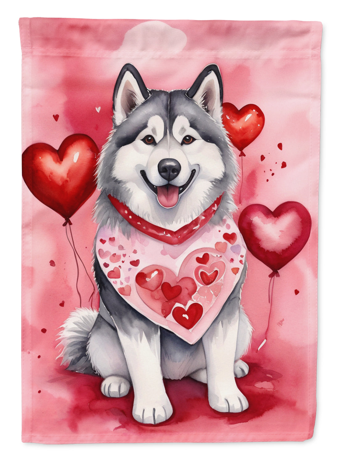 Buy this Alaskan Malamute My Valentine House Flag