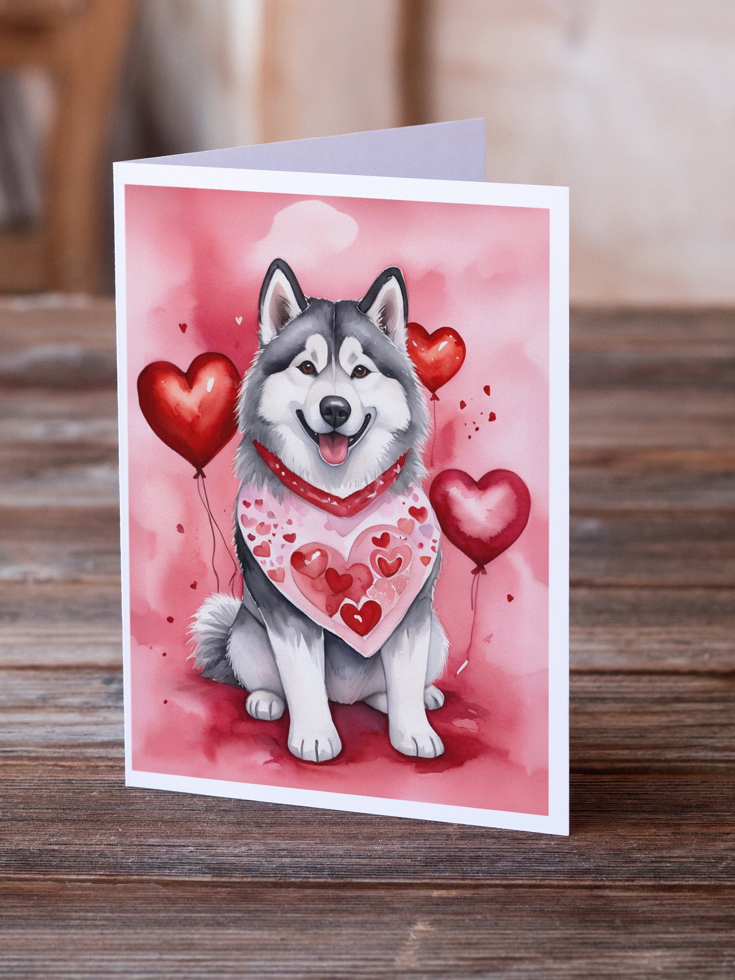 Alaskan Malamute My Valentine Greeting Cards Pack of 8