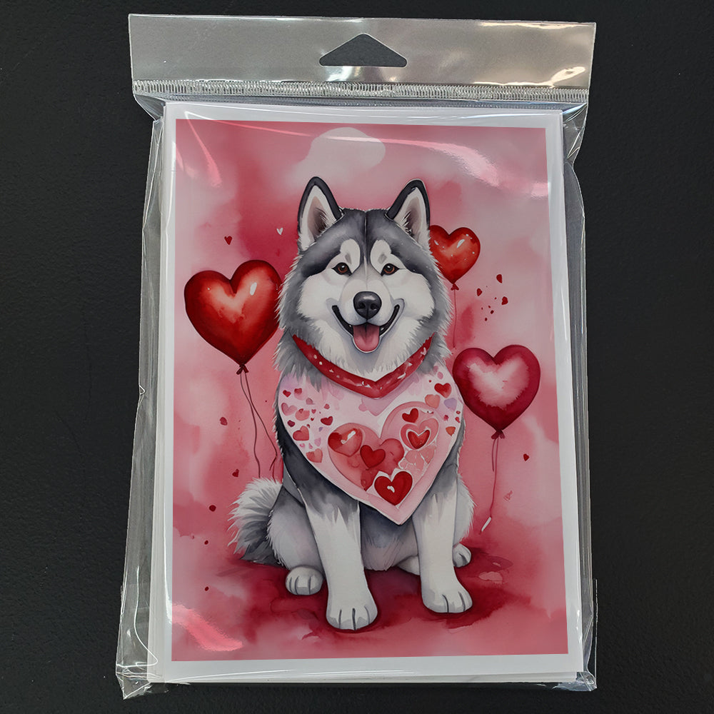 Alaskan Malamute My Valentine Greeting Cards Pack of 8