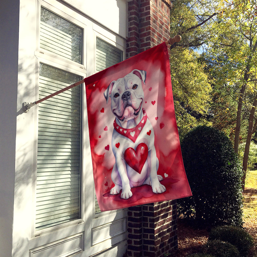 American Bulldog My Valentine House Flag