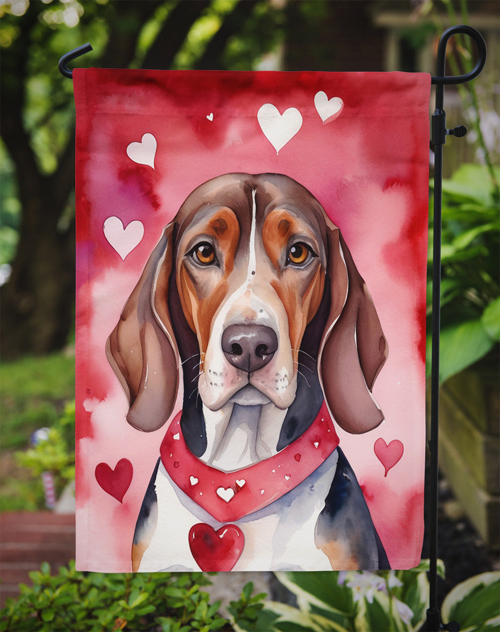 American English Coonhound My Valentine Garden Flag