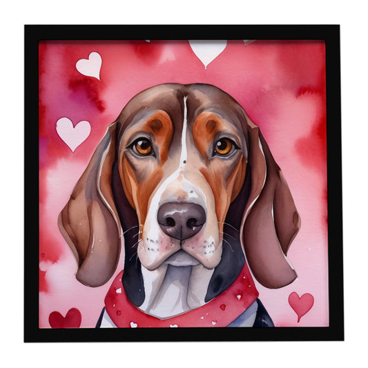 Buy this American English Coonhound My Valentine Framed Metal Print