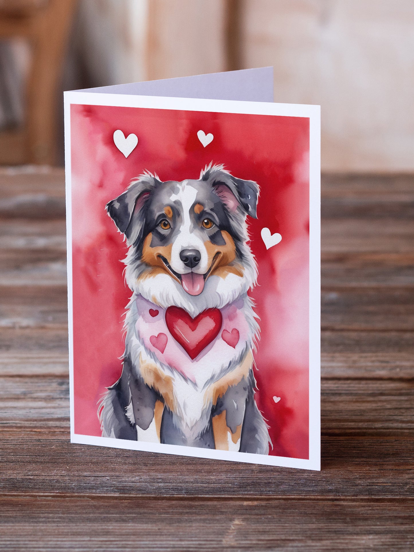 Australian Shepherd My Valentine Greeting Cards Pack of 8