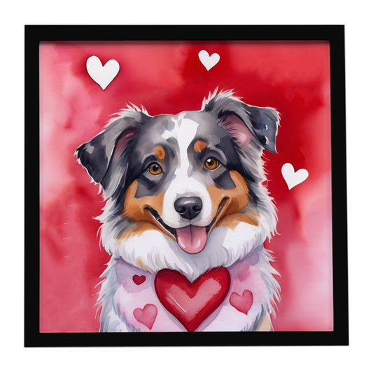 Buy this Australian Shepherd My Valentine Framed Metal Print
