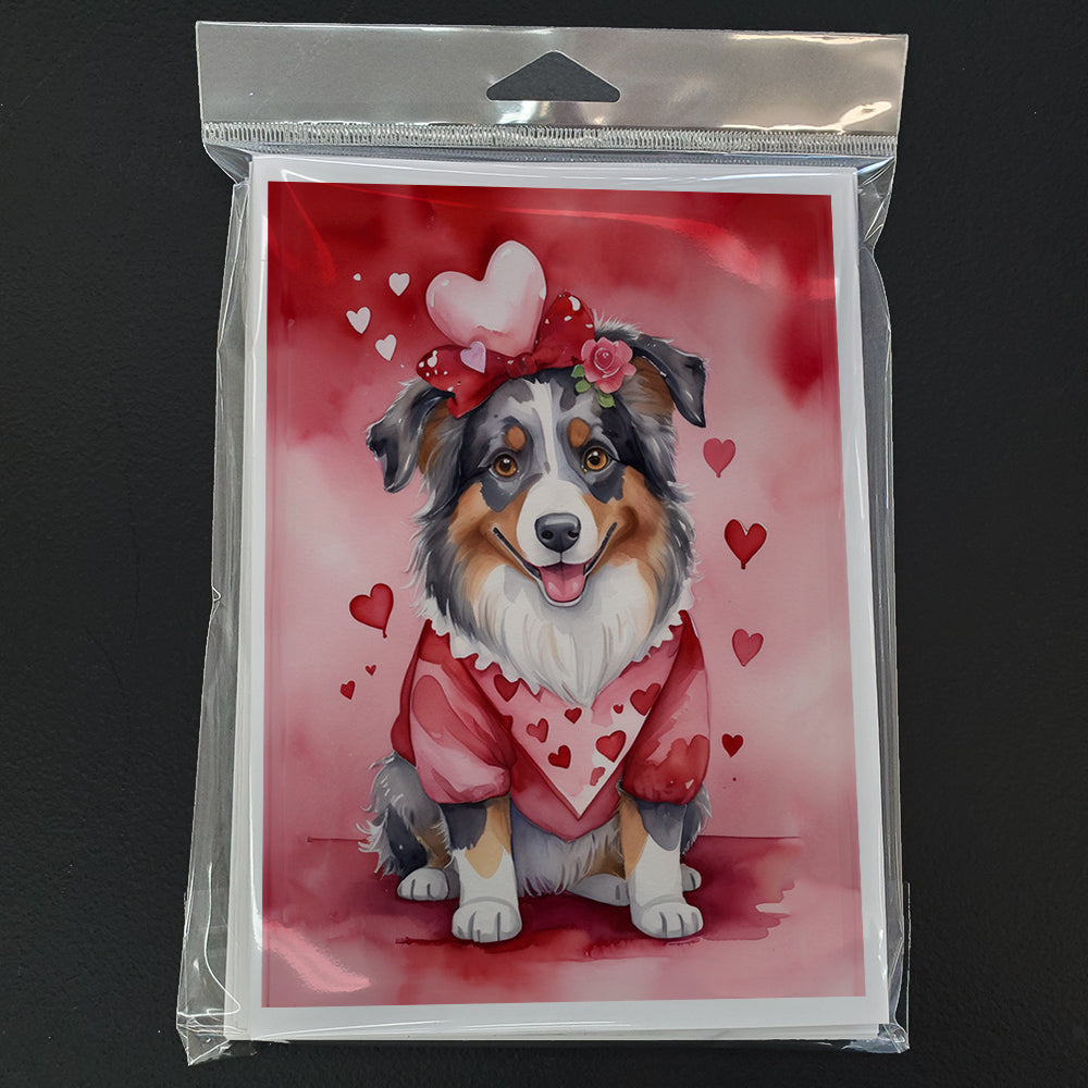 Australian Shepherd My Valentine Greeting Cards Pack of 8