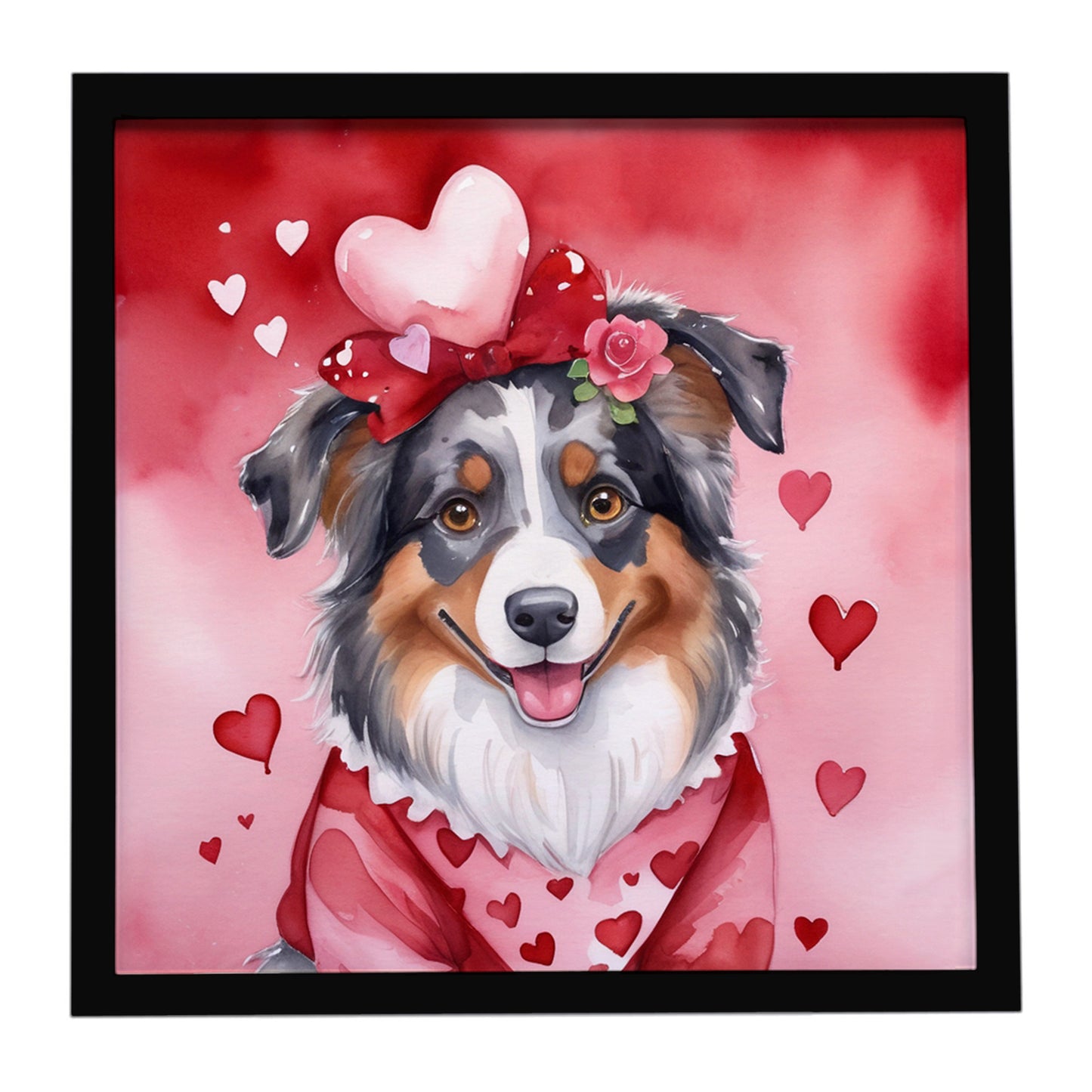 Buy this Australian Shepherd My Valentine Framed Metal Print