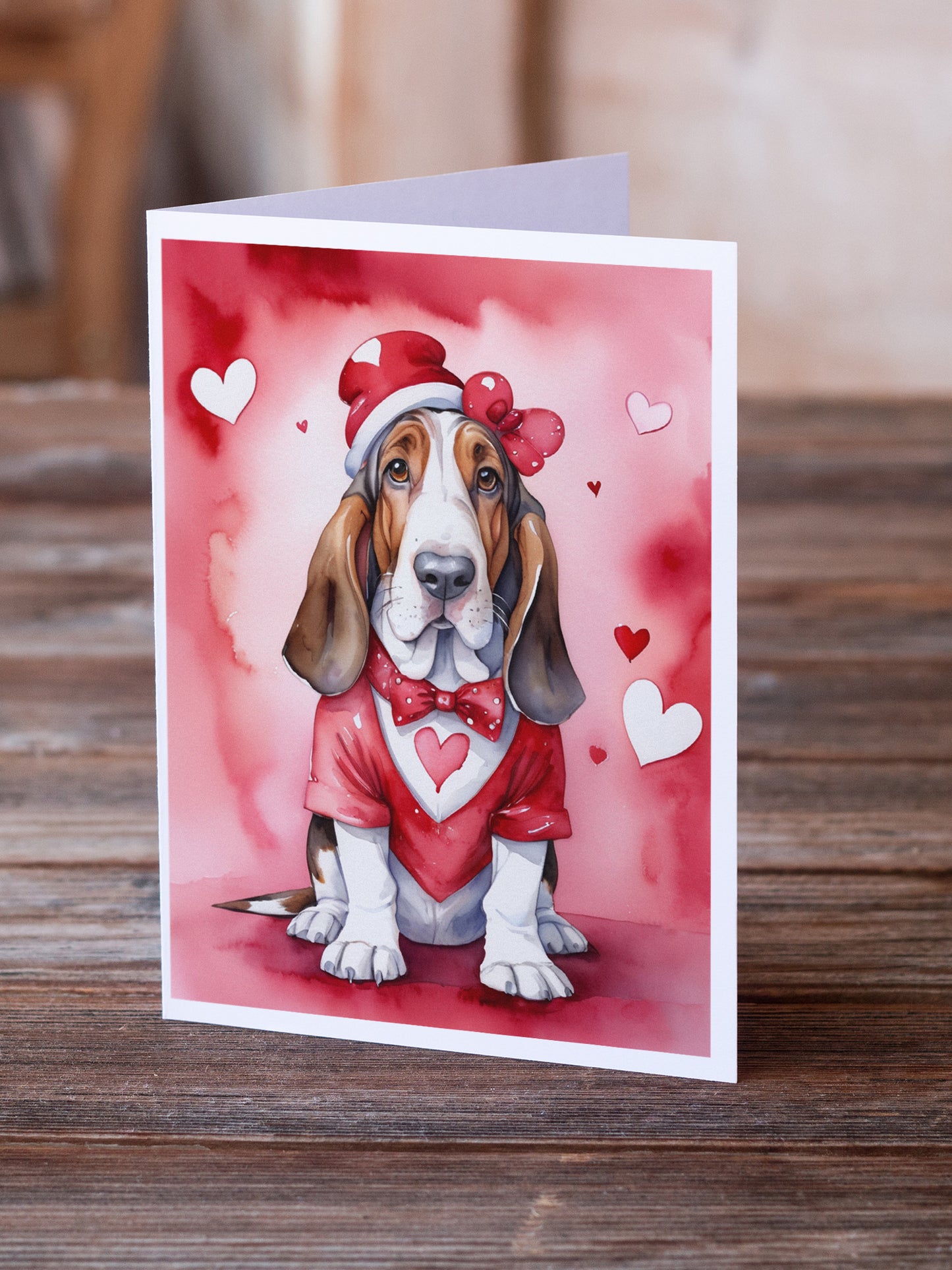 Basset Hound My Valentine Greeting Cards Pack of 8