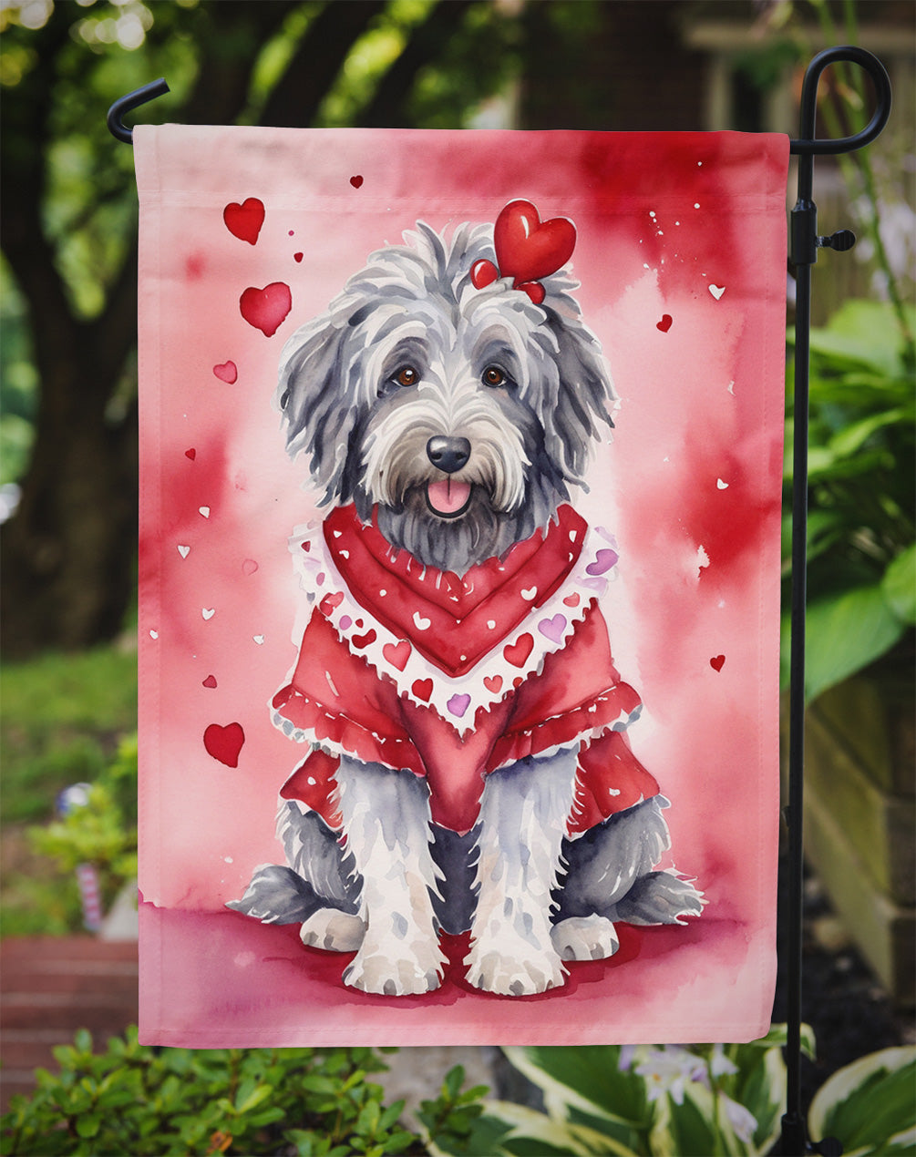 Bergamasco Sheepdog My Valentine Garden Flag