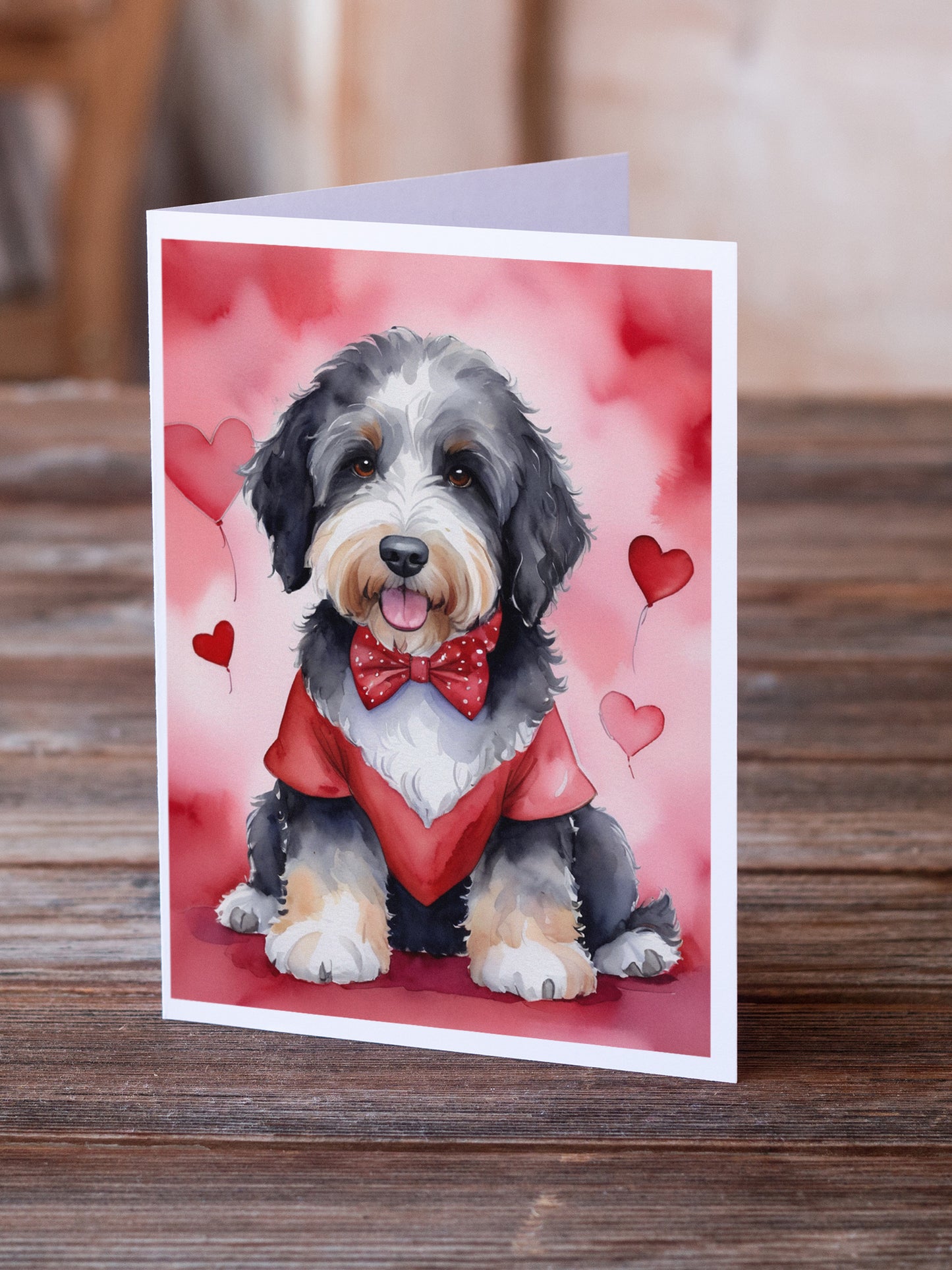 Bernedoodle My Valentine Greeting Cards Pack of 8