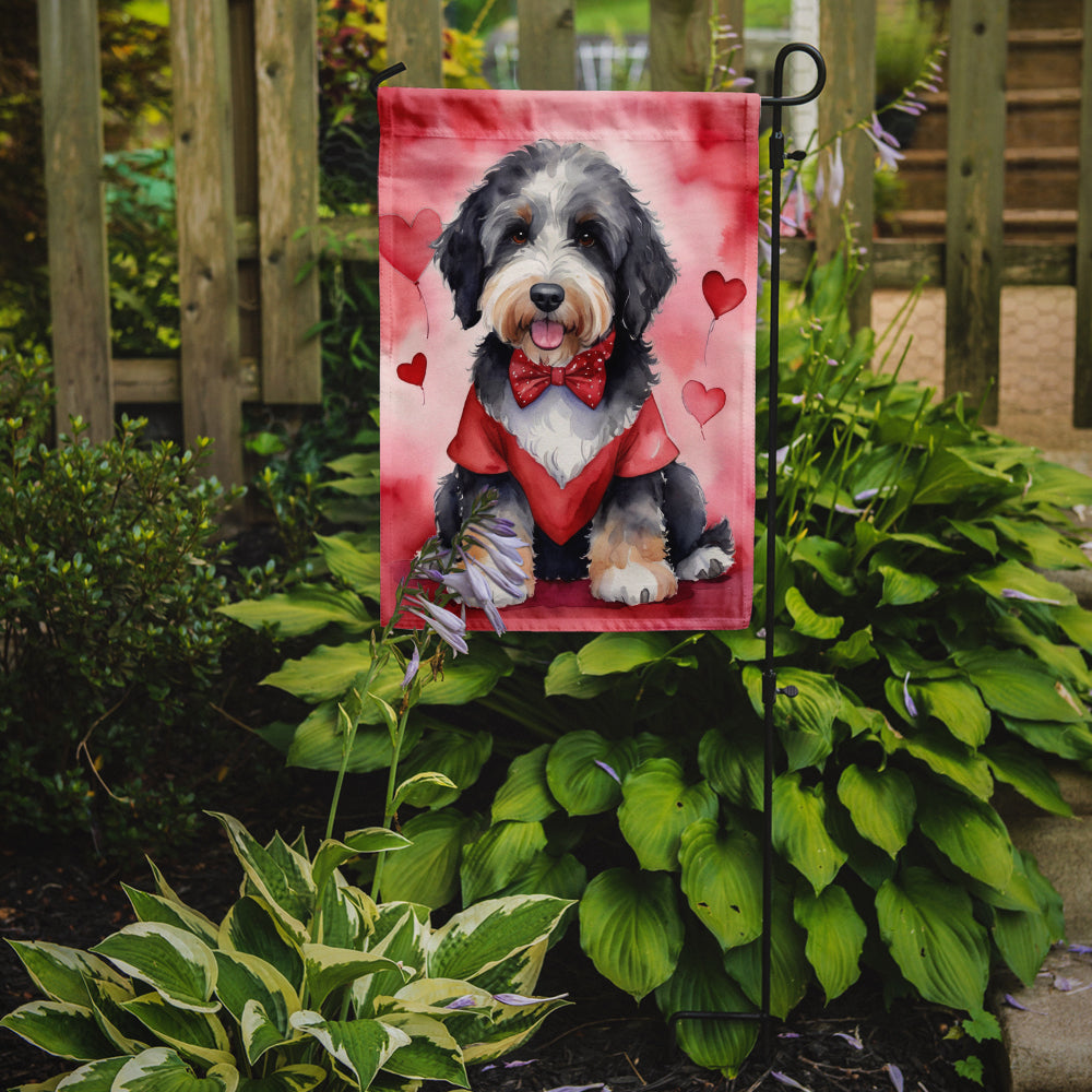 Bernedoodle My Valentine Garden Flag