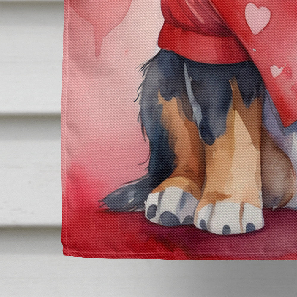 Bernese Mountain Dog My Valentine House Flag