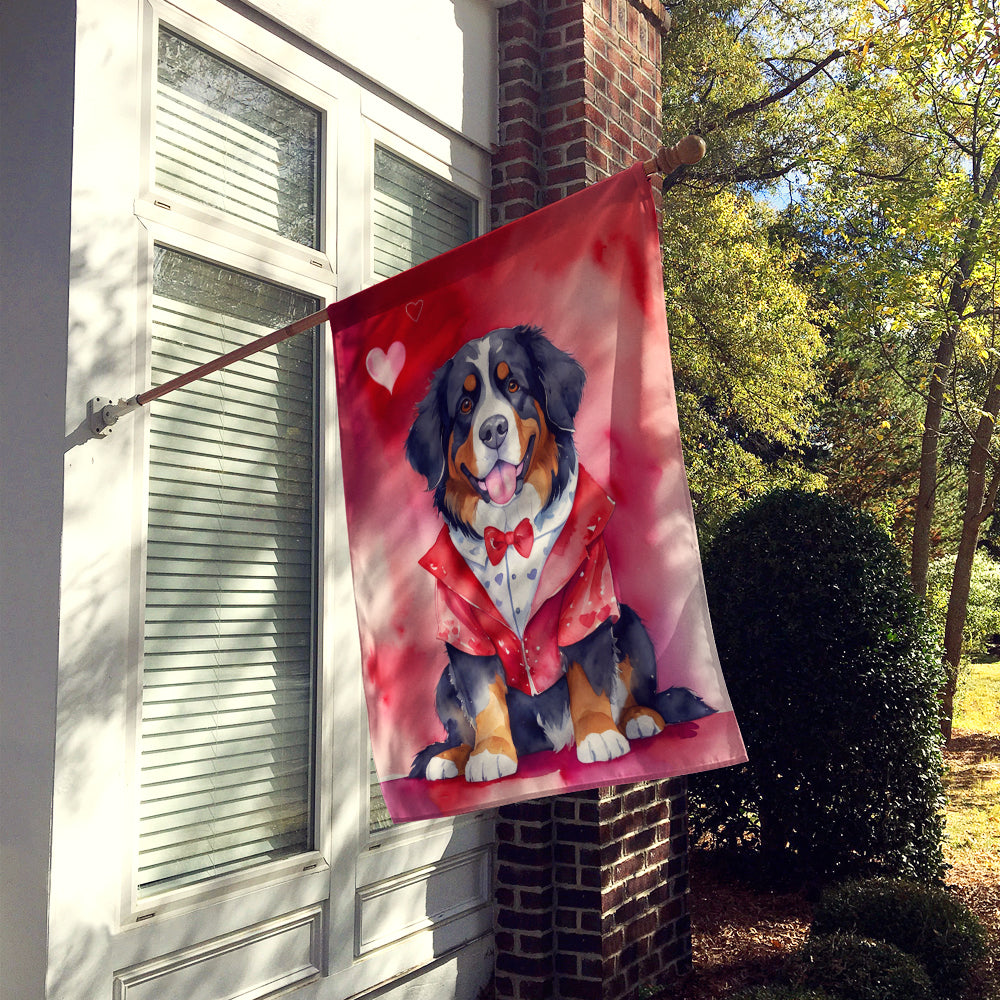 Bernese Mountain Dog My Valentine House Flag