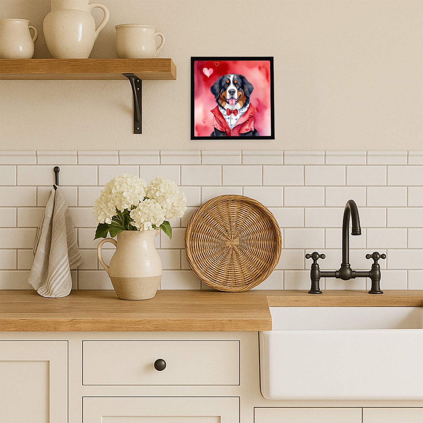 Bernese Mountain Dog My Valentine Framed Metal Print