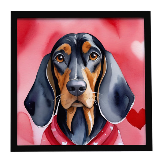 Buy this Black and Tan Coonhound My Valentine Framed Metal Print