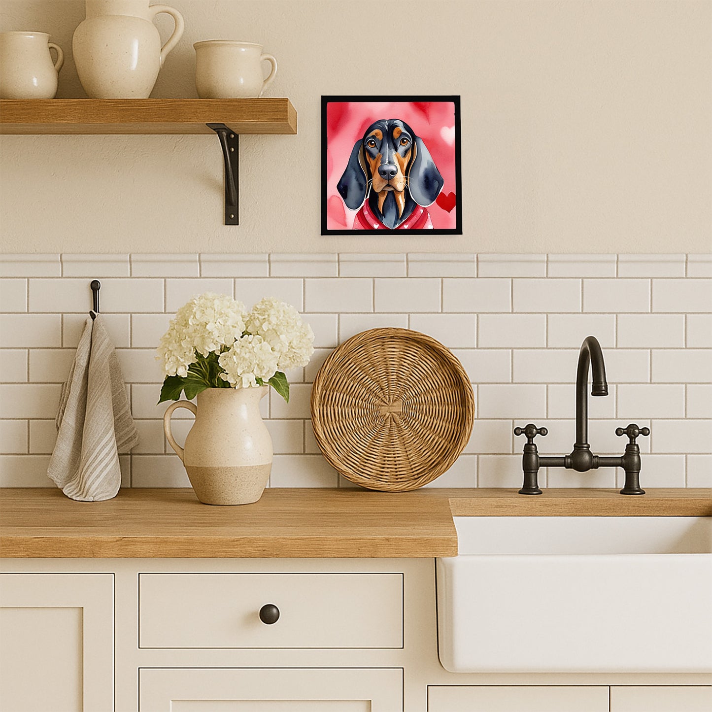 Black and Tan Coonhound My Valentine Framed Metal Print