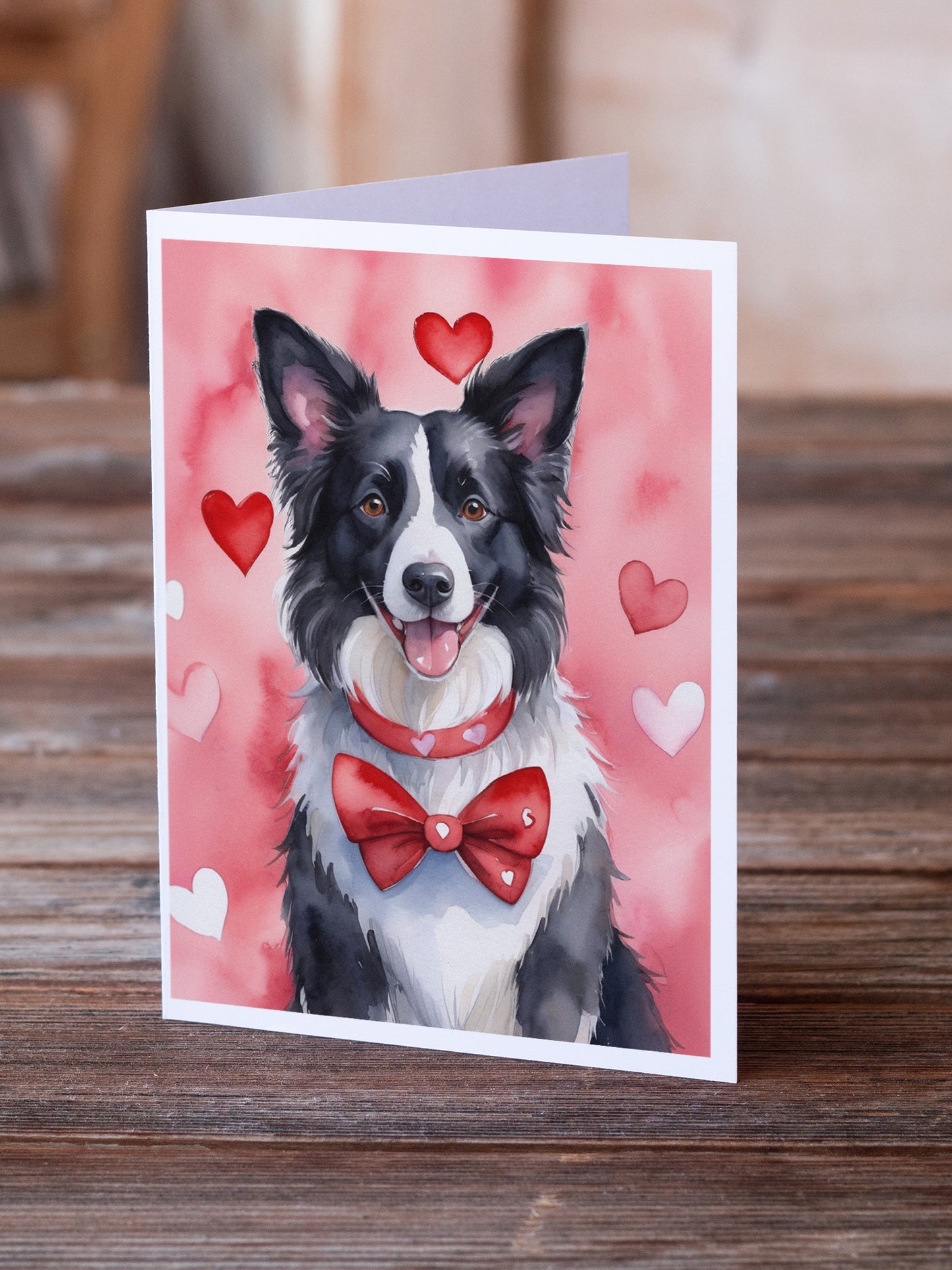 Border Collie My Valentine Greeting Cards Pack of 8