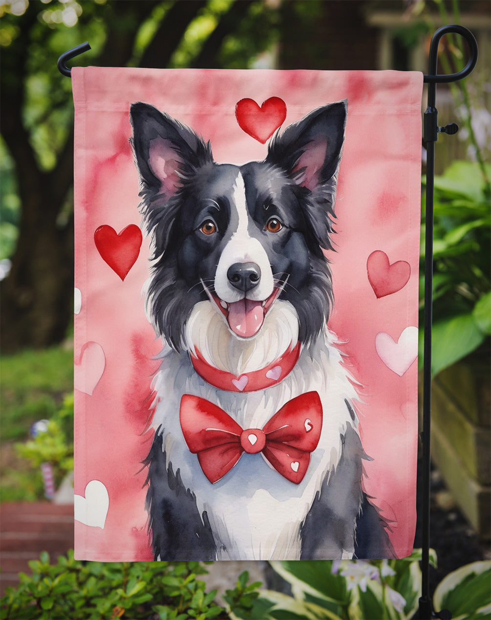 Border Collie My Valentine Garden Flag